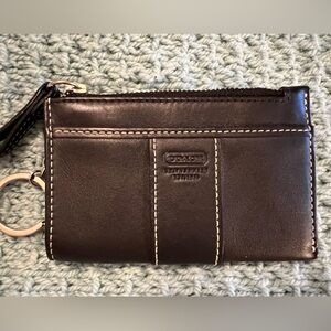 Coach Black leather Card Holder Wallet with Key Ring